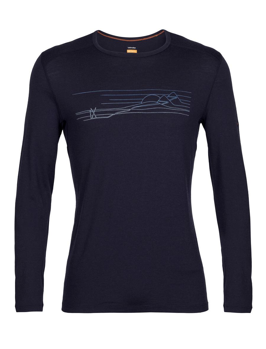 Base Layers Icebreaker Merino 200 Oasis Long Sleeve Crewe Ski Stripes Homme Bleu Marine | FR 1366WNBY
